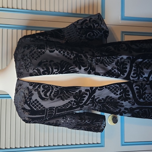 Eliza J Black Velvet Damask Pattern Dress - Picture 12 of 14